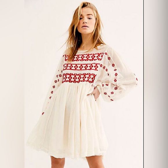 Free People Dresses & Skirts - Free People Mini Dress "Need Me" Women’s Size Small. Red & White.